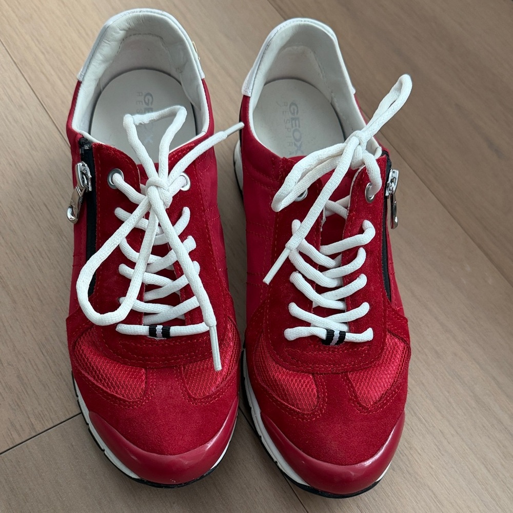 Geox White and Red Sneakers